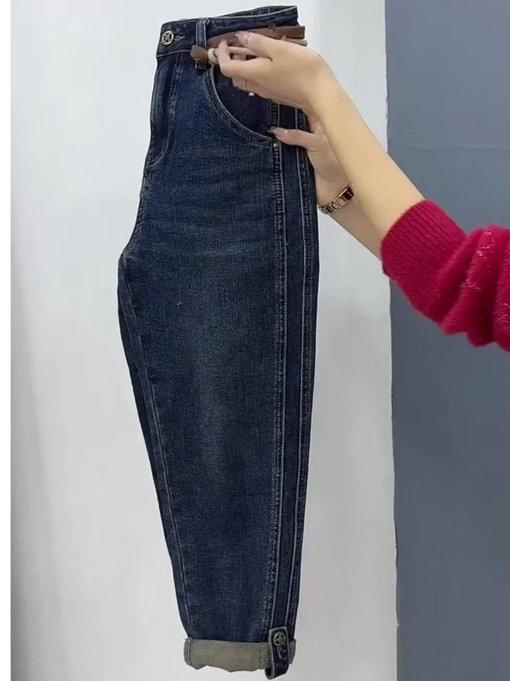 Pantalones vaqueros con forma De pera para Mujer, pantalón holgado De Haren, cintura alta, elástico, adelgazante, talla grande, Y2k, 2023