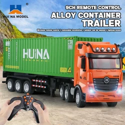 Huina Rc Truck 1/18 9Ch Alloy Remote Control Container Cars Trucks Lighting Sound Radio Controlled Electric Kids Toys Boys Gifts