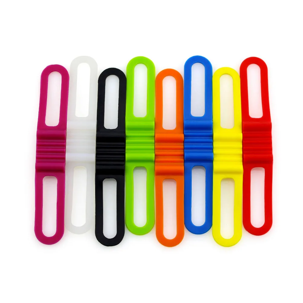 

8Pcs Silicone Band Bike Mount Holder High Elastic Soft Waterproof Tie Ribbon Flashlight Phone Strap Anti-Slip Silicone Band