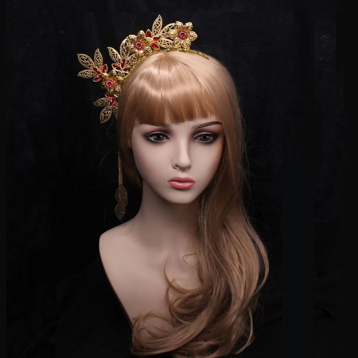 Handmade Lolita Gold halo Bride Crown Flower Headpiece Celestial jewellery Krone Crown Headdress Fairy crown Wedding crown