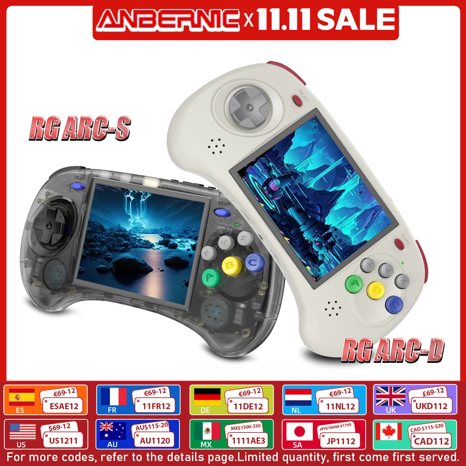 ANBERNIC RG ARC-D Console di gioco portatile retrò Sistema Android Linux IPS da 4,0 pollici RK3566 Lettore di giochi a 64 bit RG ARC-S Linux HD Out