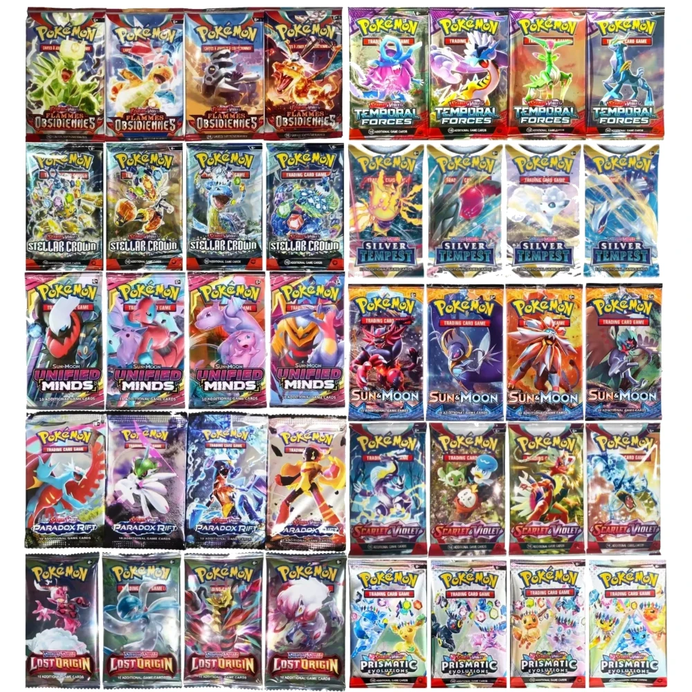 Packs de cartes Pokémon 10 pièces, étoiles vives, évolutions prismatiques 151, FATES du PALDEAN, renfort anglais, carte de Transaction de bataille cadeau