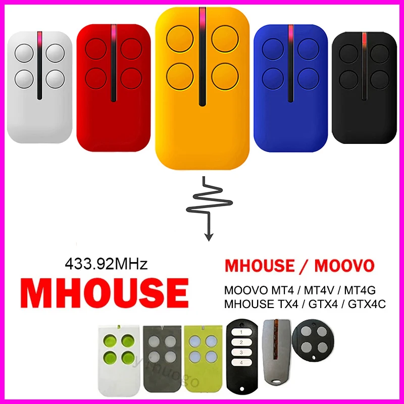 MHOUSE MOOVO Gate Remote Control TX4 GTX4 GTX4C MT4 MT4V MT4G Garage Remote Control 433.92MHz