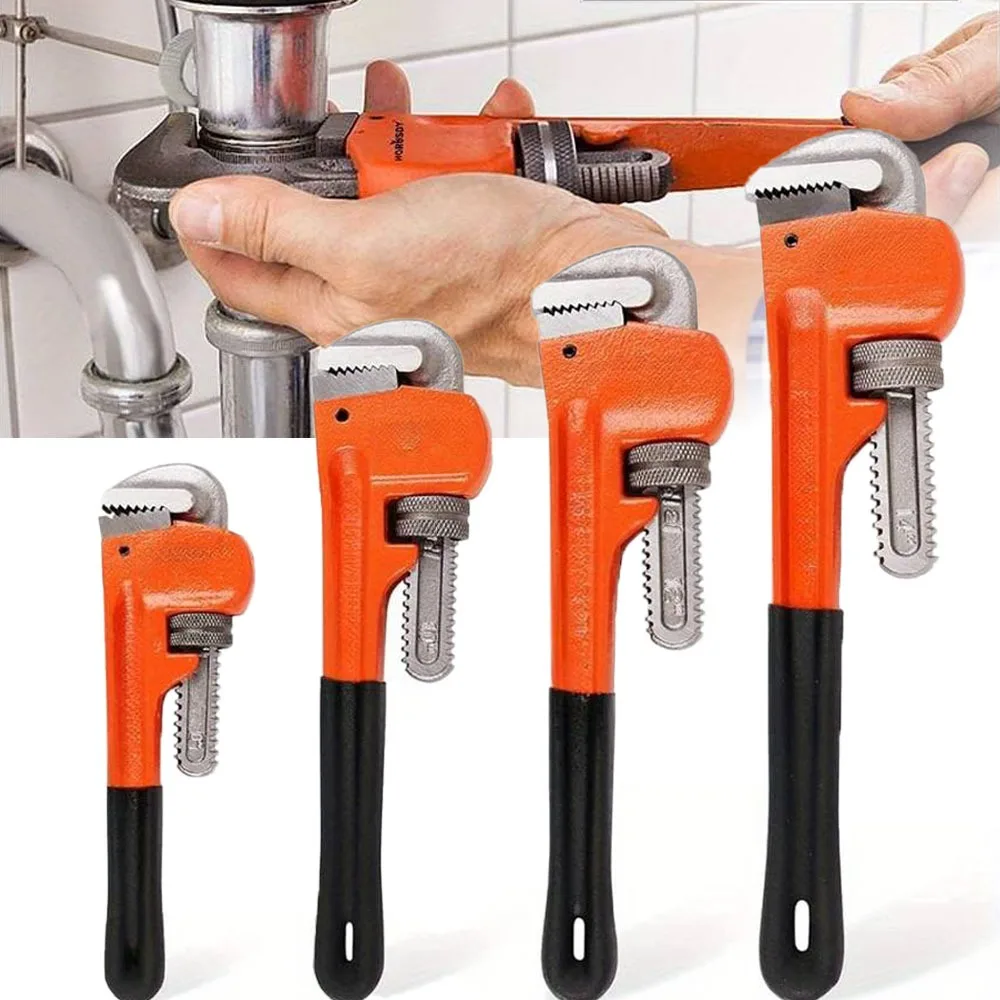 

8/10/12 inch heavy-duty straight pipe wrench adjustable installation pipe wrench universal large opening manual tool