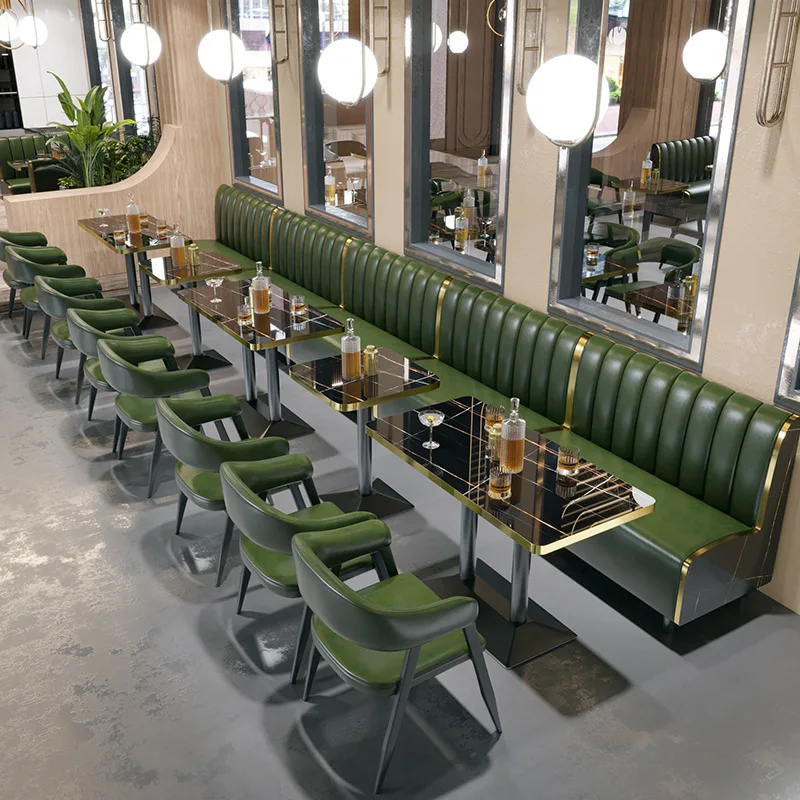 

Industrial style bar table and chairs restaurant KTV booth sofa modern restaurant milk tea shop cafe clear bar table and chairs