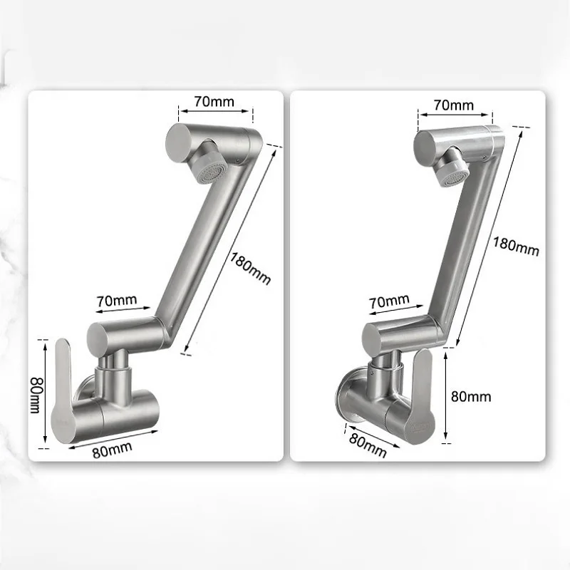 Foldable Bathroom Basin Faucet Single Cold Tap Stainless Steel Kitchen Sink Faucet Stream Sprayer Head 360 Rotation for Balcony