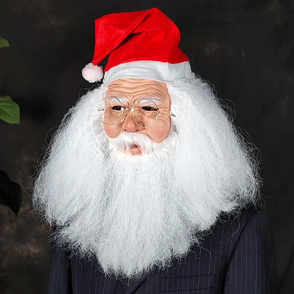 Mascaras Halloween 【Glasses + Mask】Popular Bearded Santa Claus Mask, Perfect for Party Pranks, Made of Natural Latex