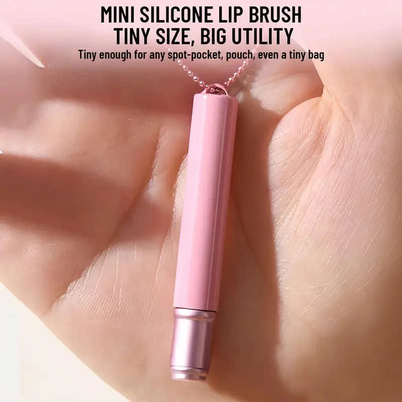 فرشاة شفاه صغيرة من السيليكون مع غطاء وسلسلة معلقة، أداة مكياج محمولة للسفر لأحمر الشفاه، ملمع الشفاه، فرشاة مكياج أحمر الشفاه