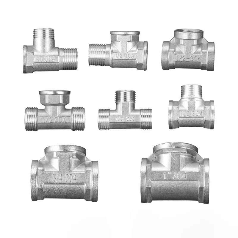 Roestvrijstalen T-Type T-T-Stuk 1/2 "3/4" 1 "Bsp Vrouwelijke Bsp Mannelijke Draad Snelkoppeling Koppeling Konektor untuk Udara Minyak Gas