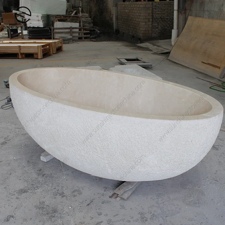 حوض استحمام داخلي أنيق قائم بذاته من الرخام للبالغين