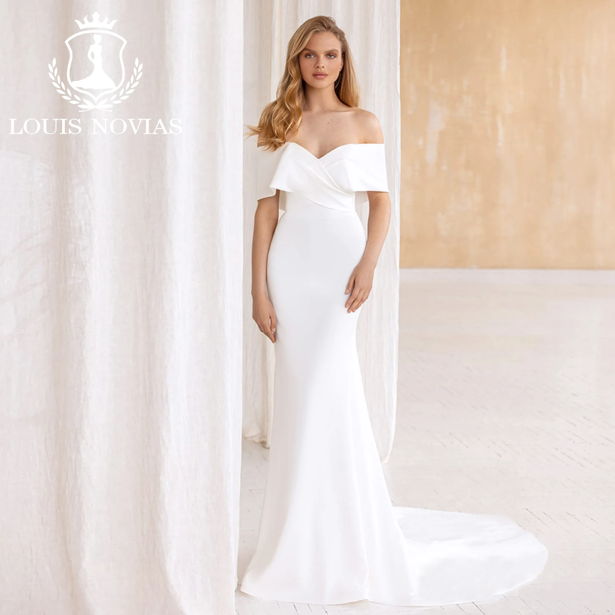 LOUIS NOVIAS Wedding Dress Mermaid Style Off the Shoulder Sexy Sweetheart Criss-Cross Court Train Wedding Gown Vestidos De Novia