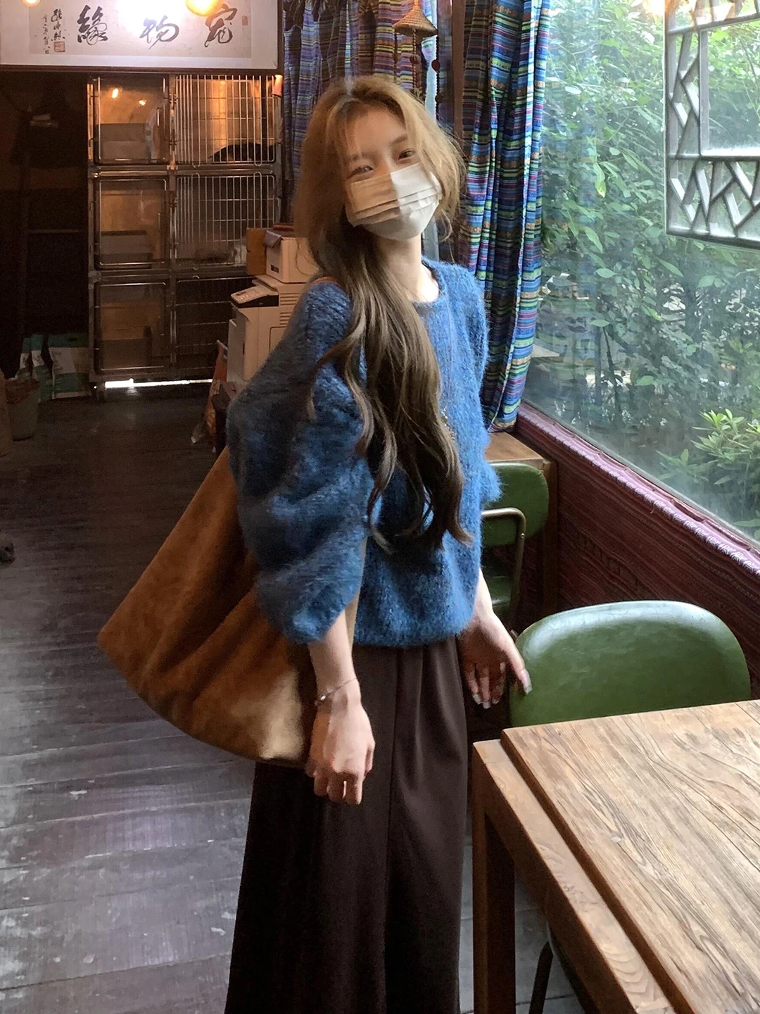 

Loose Blue round Ne Sweater Women's Spring Autumn Comfortable Knitted Top Inner Wear Outer Wear Commute Sle Thiened Lon...