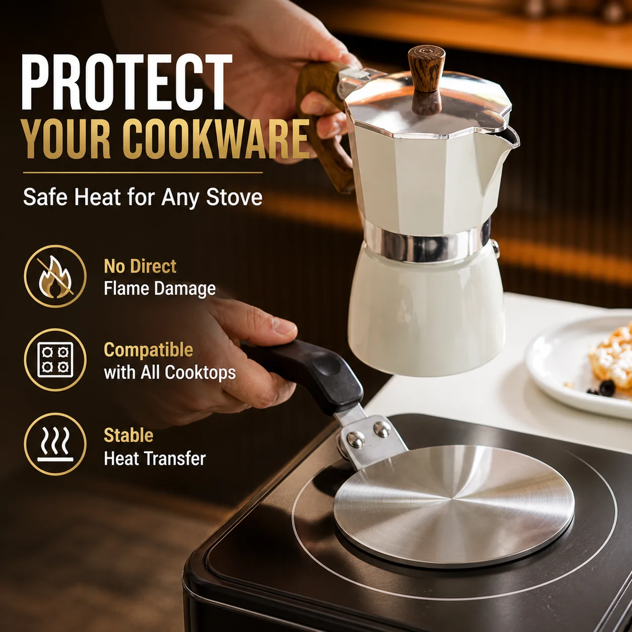 High-end Mocha Pot Heat Diffuser Plate - Ceramic Coffee Pot/Glassware Heat Conductive Disk for Induction Cooktop Outdoor