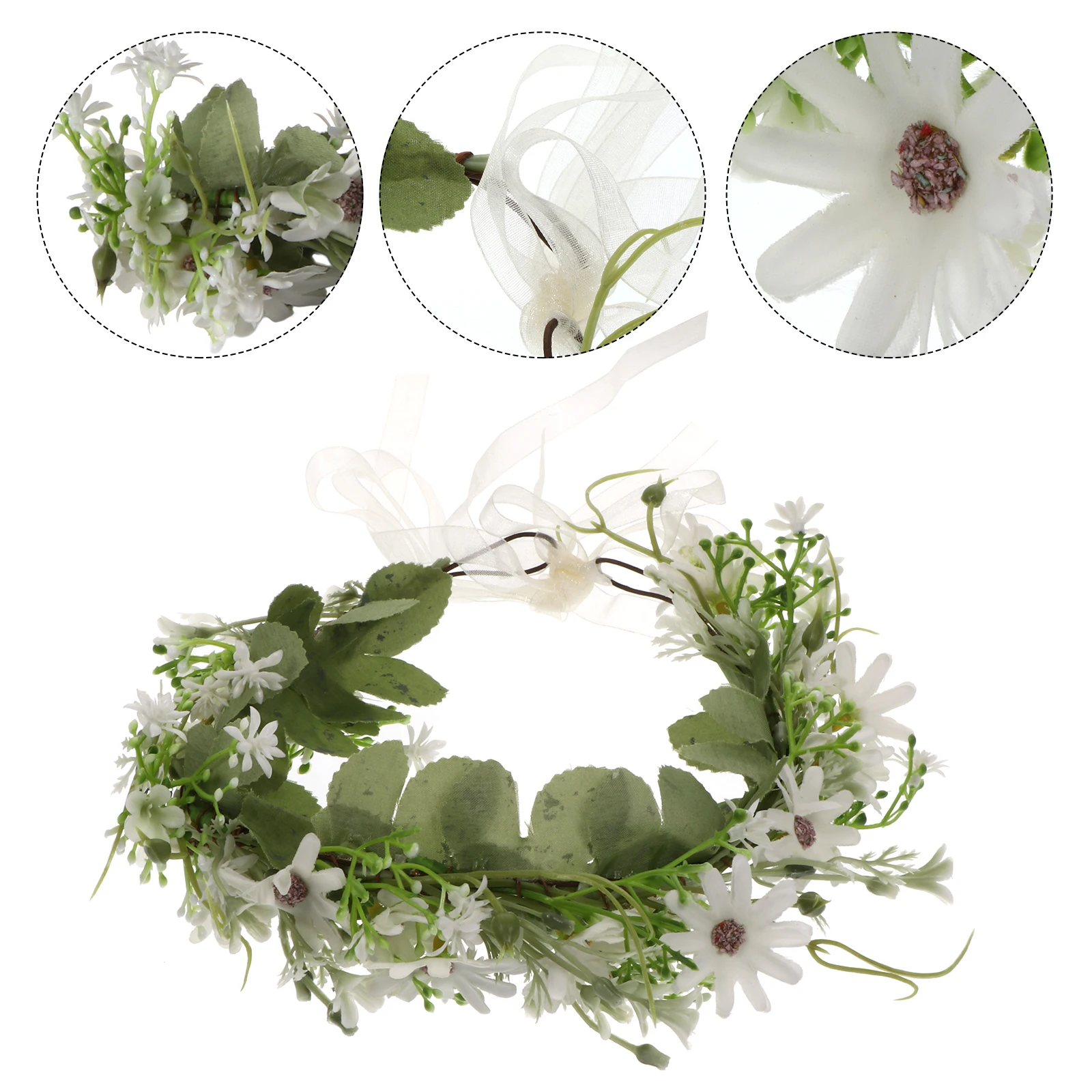 

1Pcs Garland Wreath Headband Women Elegant Bridal Headpiece Wedding Party Floral Hair Ornament Garland Headband