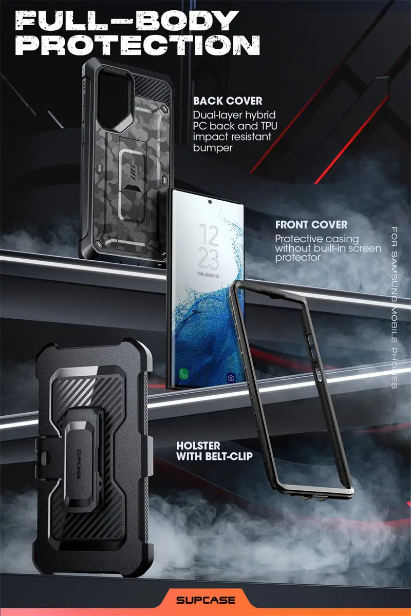SUPCASE For Samsung Galaxy S22 Ultra Case (2022) 6.8 inch UB Pro Full-Body Holster Cover WITHOUT Built-in Screen Protector