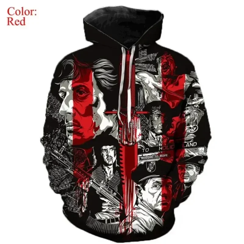 Movie Rambo: Last Blood Print 3D Hoodie Men Women\'s Autumn and Winter Rambo 3D Print Street Sweatshirt 3D Hoodie Casual Sweater