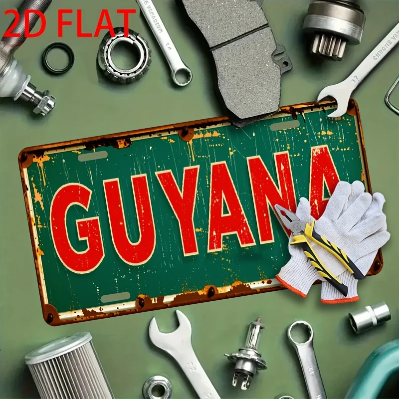 A 2D Flat Decorative Item, a Vintage-Style Aluminum License Plate Themed 