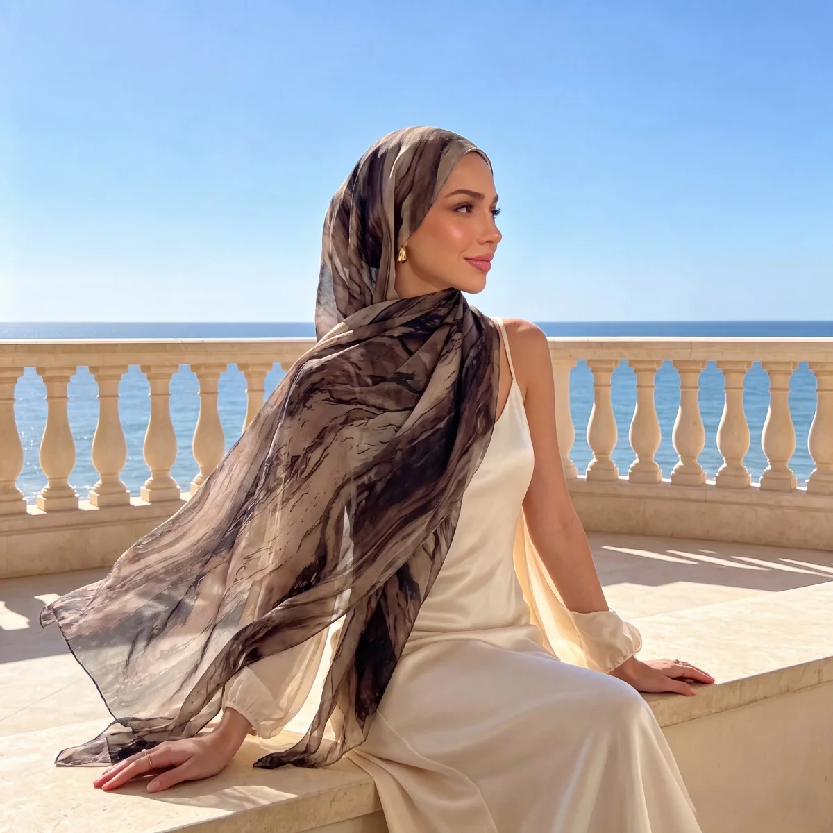 Bandana Fashion Scarf Pashmina 2026 Hijab Shawl Wrap For Garden Tea Anniversary Event Retro Botanical Weave Silky