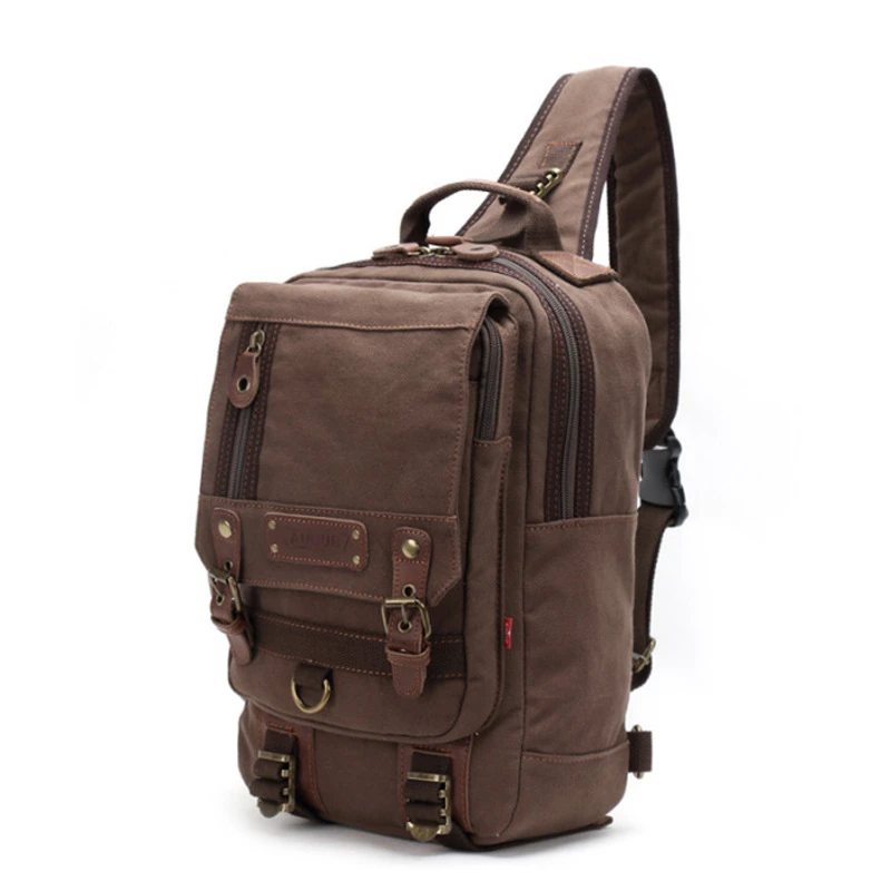 Chikage Large Capacity Single-shoulder Backpack High Quality Fashion Chest Bag Multi-function Unisex Vintage Canvas Bag