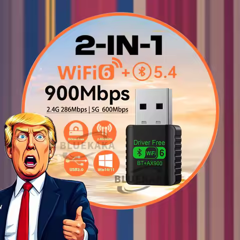 2IN1Mini USB AX900Mbps WiFi6 BT5.4 Network Card 2.4G&amp;5GHz Dongle Wireless Receiver Adapter Driver Free For PC Laptop Win10/11