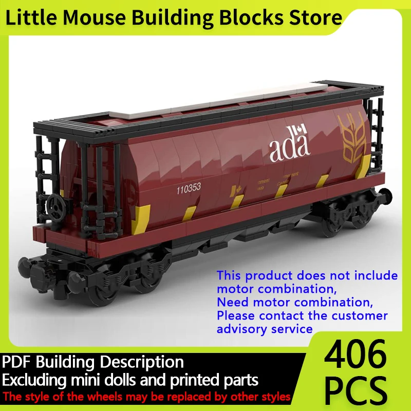 City Car Model MOC Building Bricks Railway Freight Grain Hopper Car Modular Technology Gifts Holiday Assemble Children Toys Suit