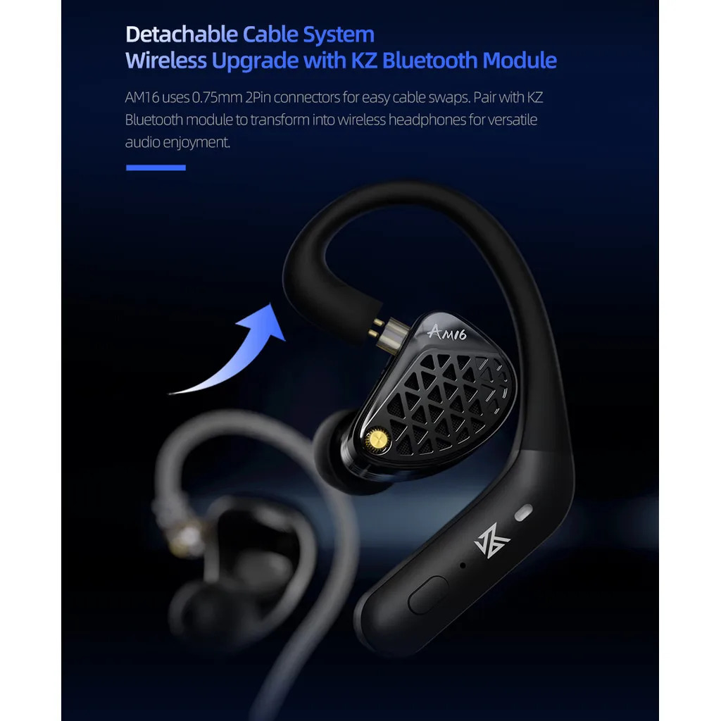 KZ AM16 16BA سماعة داخل الأذن سماعة المحرك المتوازن الدقة ثلاثية الاتجاه تصميم ضبط متوازن وباس IEMs المحسنة