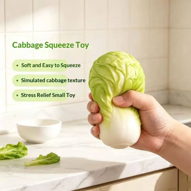 Artificial Cabbage Fidget Toy 1Pcs Unique Vegetable Design Slow Rebound Squeeze Item Adult Stress Relief Fidget Accessory