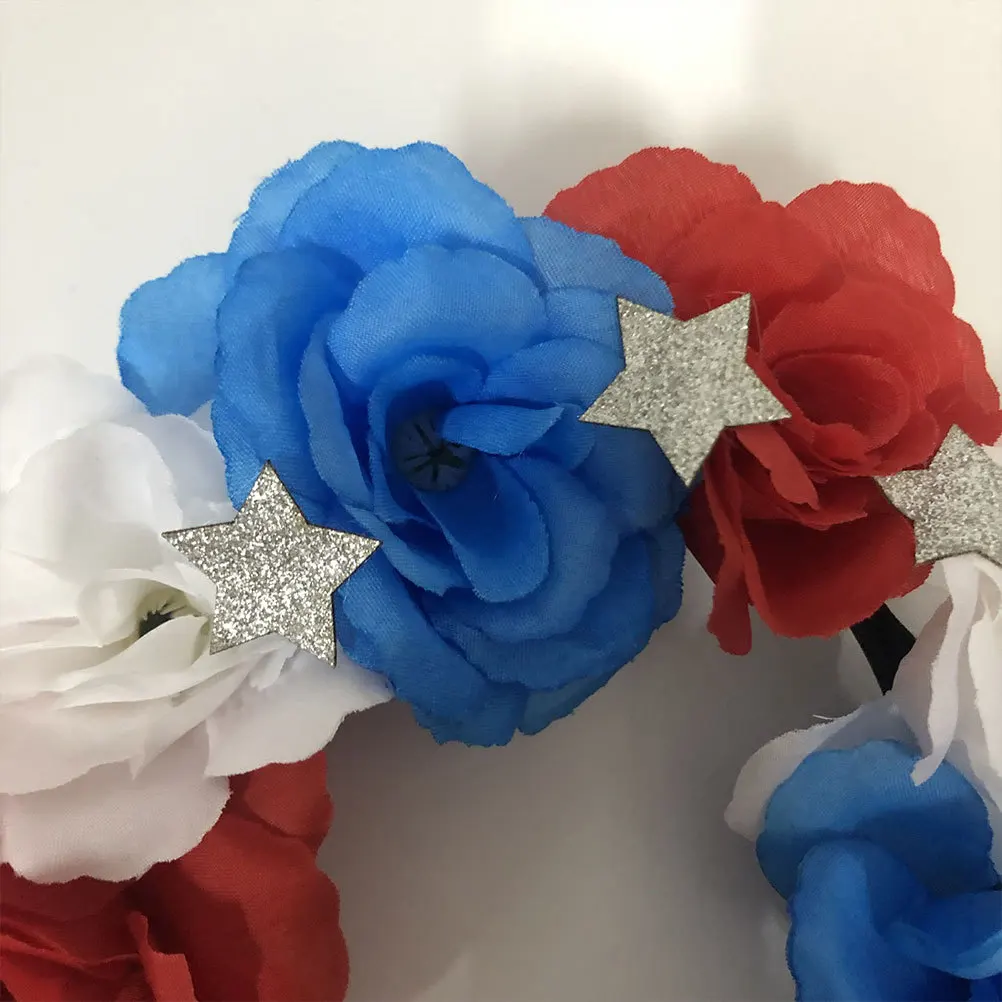 

2Pcs Elegant Rose Hair Hoops Exquisite Detail Workmanship Independence Day Party Decorative Photo Props Accessories