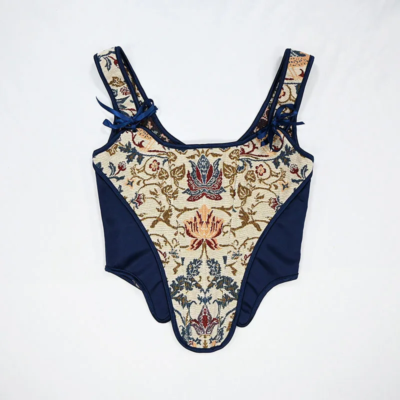Damen Luxus Patchwork Korsett-Top Vintage Tierdruck Mieder Stahlkorsett Rückenschnürung Bühnenkostüm Formgebende Weste Übergröße – Detail 3