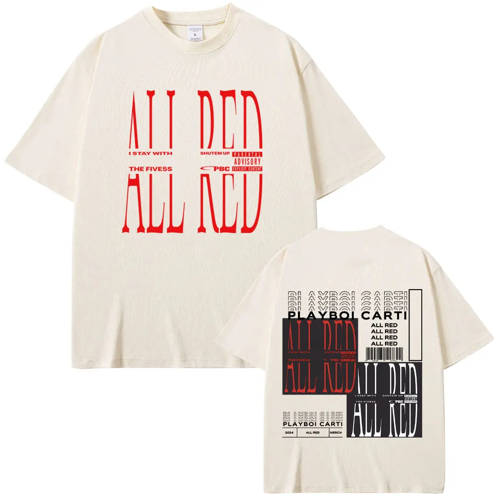 Rapper Playboi Carti All Red Album Graphic T Shirt Opium 2024 Pop Out Whole Lotta Red T-shirt Men Womne Fashion Hip Hop T-shirts