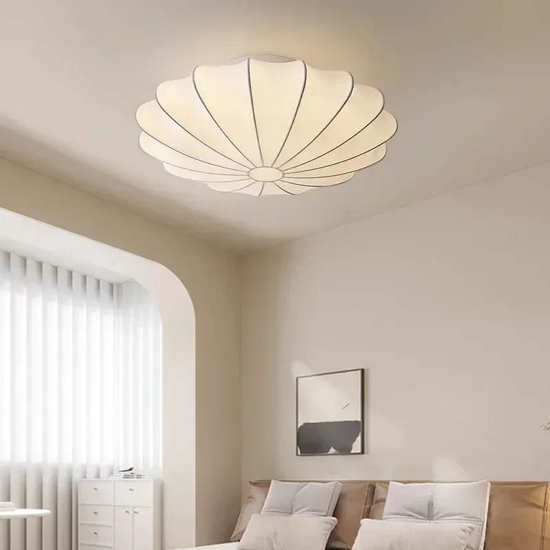 Wabi-sabi Japanese Silk Ceiling Lamp for Creative Bedroom Lighting Chinese-style Living Room and Study Lighting Fixtures