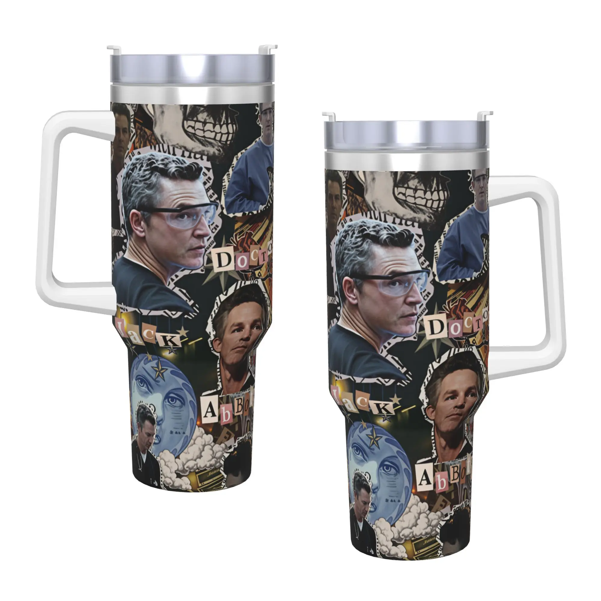 The Pitt Dr. Jack Abbott Tumbler  Cold Drink Water Bottle Portable Stainless Steel Thermal Mug Graphic Travel Car Mugs