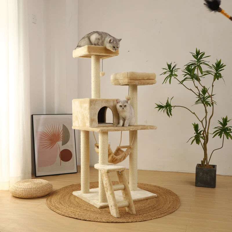 Cat Climbing Frame Cat Nest Cat Tree Integrated Large Scratching Pole Pet Multi-Layer Cat Rack Cat Supplies Tree House Villa