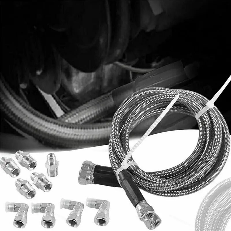 1Set Transmission Cooler Hose Lines SS-Braided 52 Inch Length For TH350 700R4 TH400 4L60E 4L80E Gearbox Parts view 2