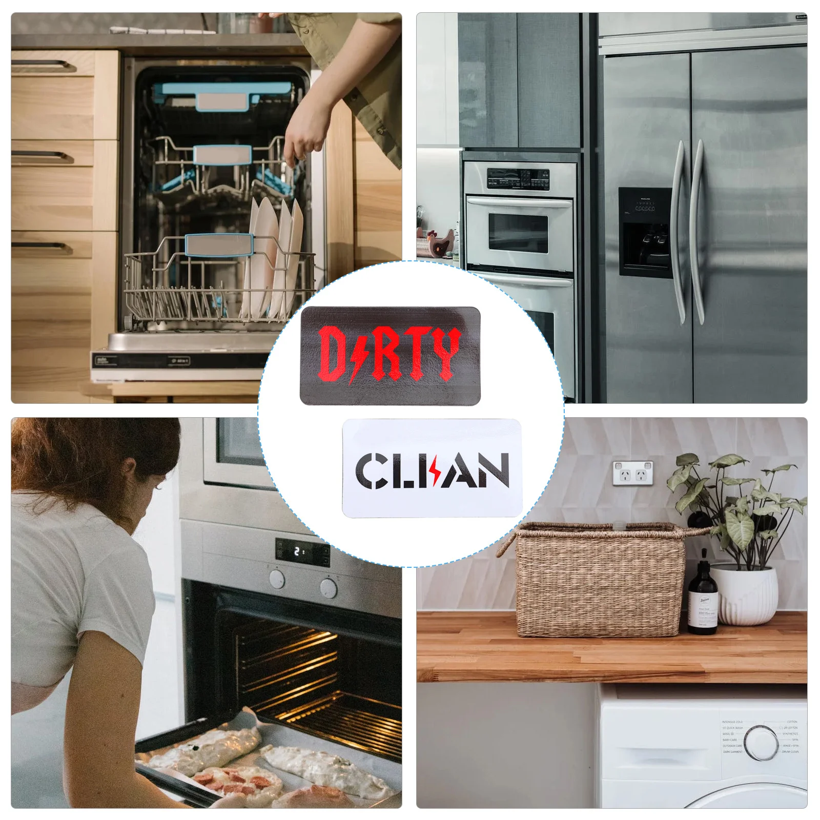 1Pcs Unique Style Dishwasher Magnet Clean Sign Dual Side Magnetic Indicator for Washing Machine Fridge Double Side Magnetic Sign
