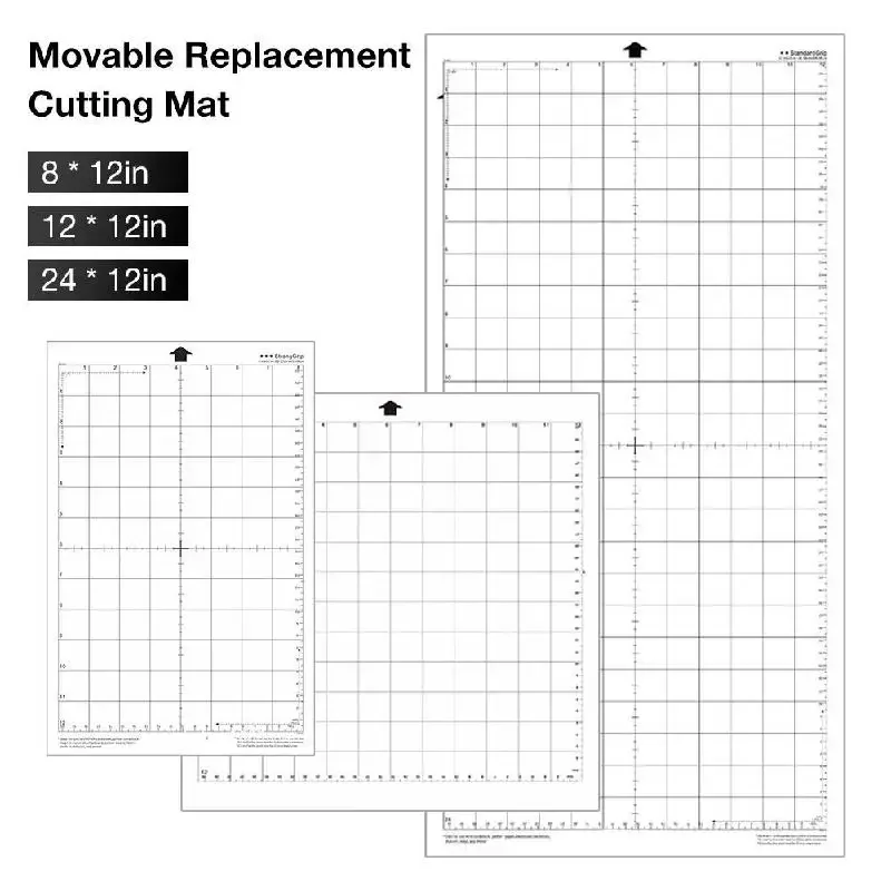 Alfombrilla de corte de 2 piezas, almohadilla adhesiva transparente de 12x12 pulgadas con rejilla de medición de 12x24 pulgadas para máquina trazadora Silhouette Cameo