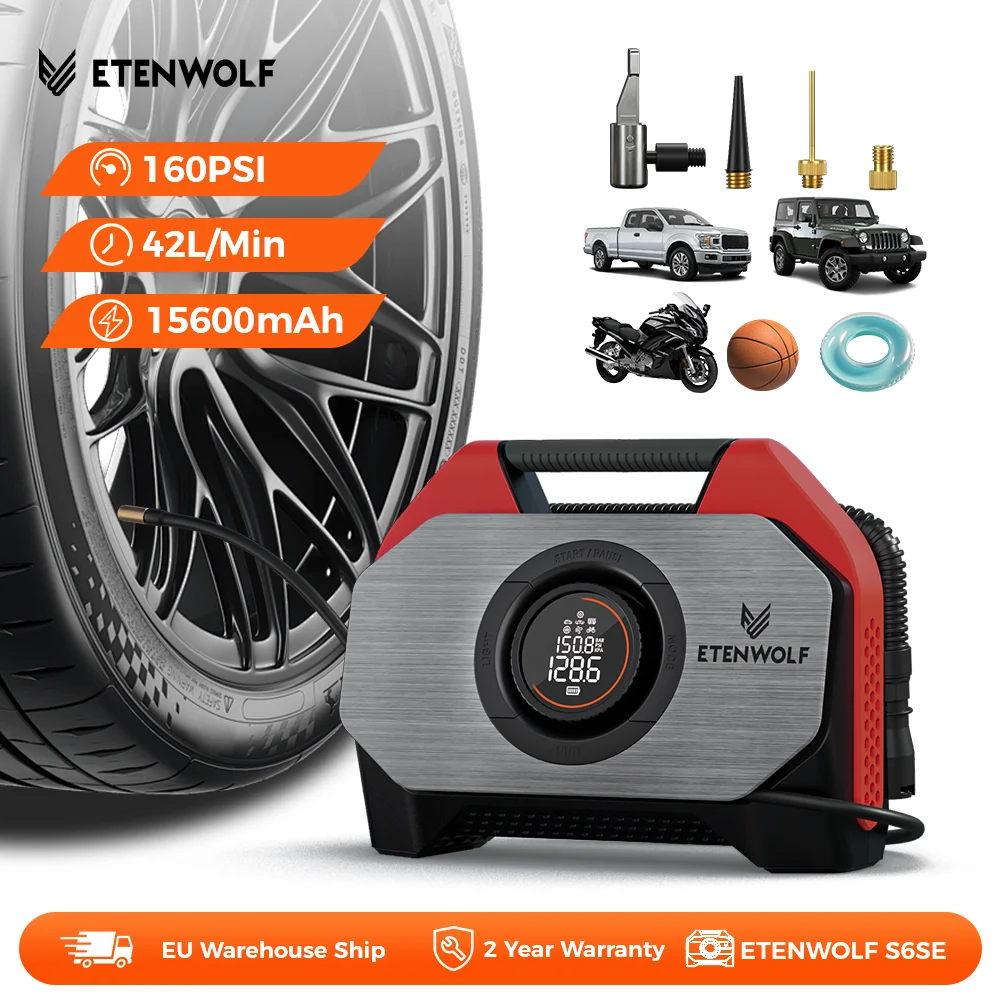 ETENWOLF Multifunktionaler Auto-Reifenfüller 3-in-1 Powerbank Auf- und Ablassluftpumpe für Pickup/ Wohnmobil/ Auto/ Fahrrad/ Bälle/ Matratzen/ Pool-Luftkissen/ Schwimmringe