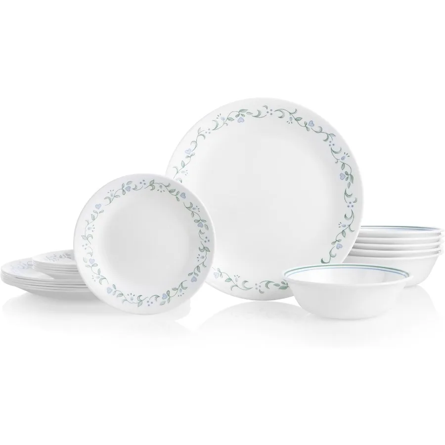 

Vitrelle 18Piece Service for 6 Dinnerware Set Triple Layer Glass and Chip Resistant Lightweight Round Plates and Bowls Set Idea