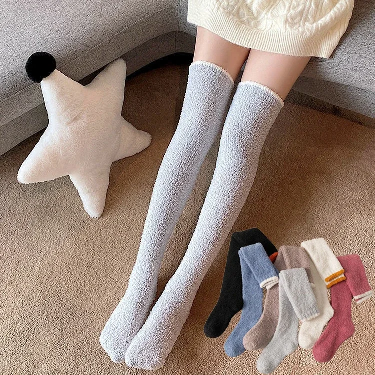 

Women Thigh High Knee Knitted Warm Winter Plush Socks Thick Tall Long Boot Stockings Leg Warmers Socks for Daily Wear, Cosplay