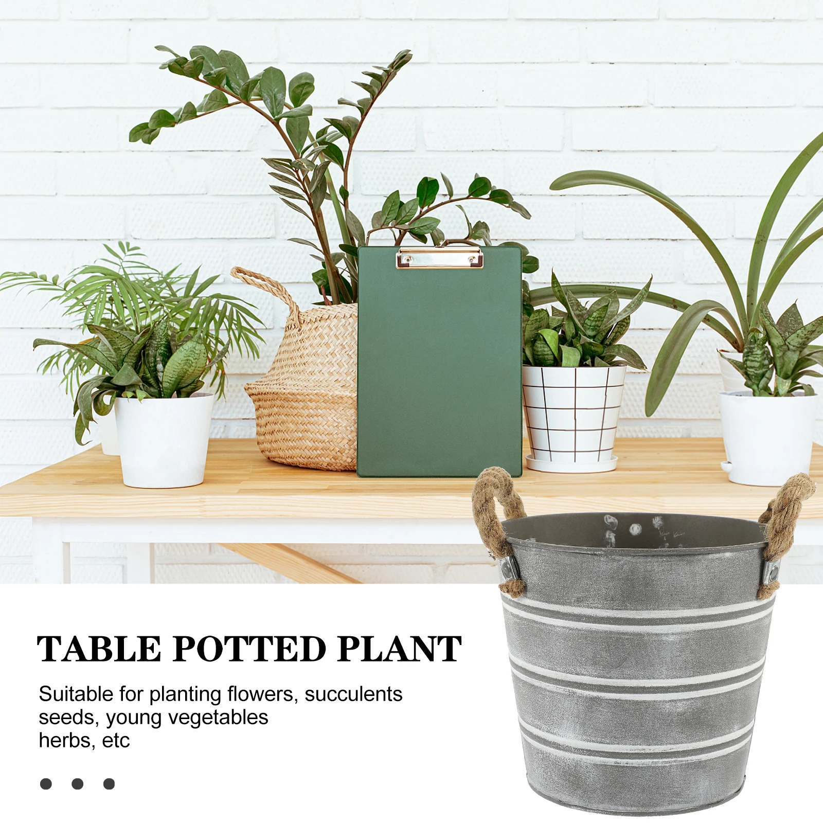 

Retro Tin Flower Pot Metal Flowerpot Pots Indoor Rustic Planter Iron Planting Bucket Household