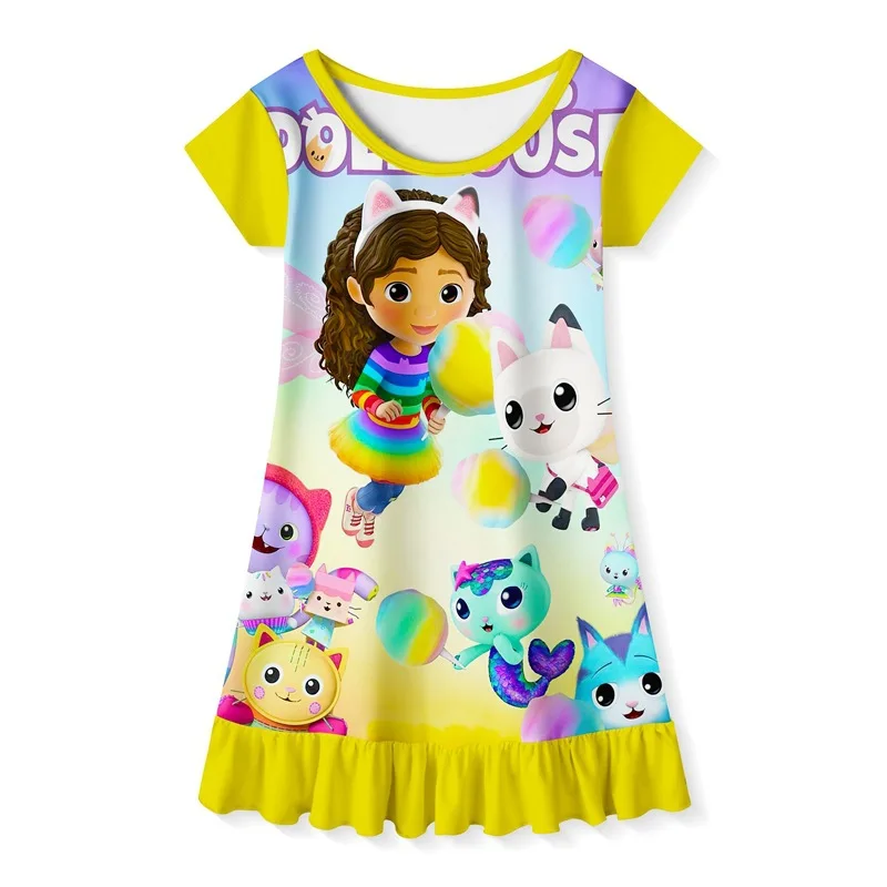 Kids Pajamas Girls Fashion Gabby's Dollhouse Princess Dress Summer Sleeveless Clothes Toddler Leisure Wear Birthday Vestidos