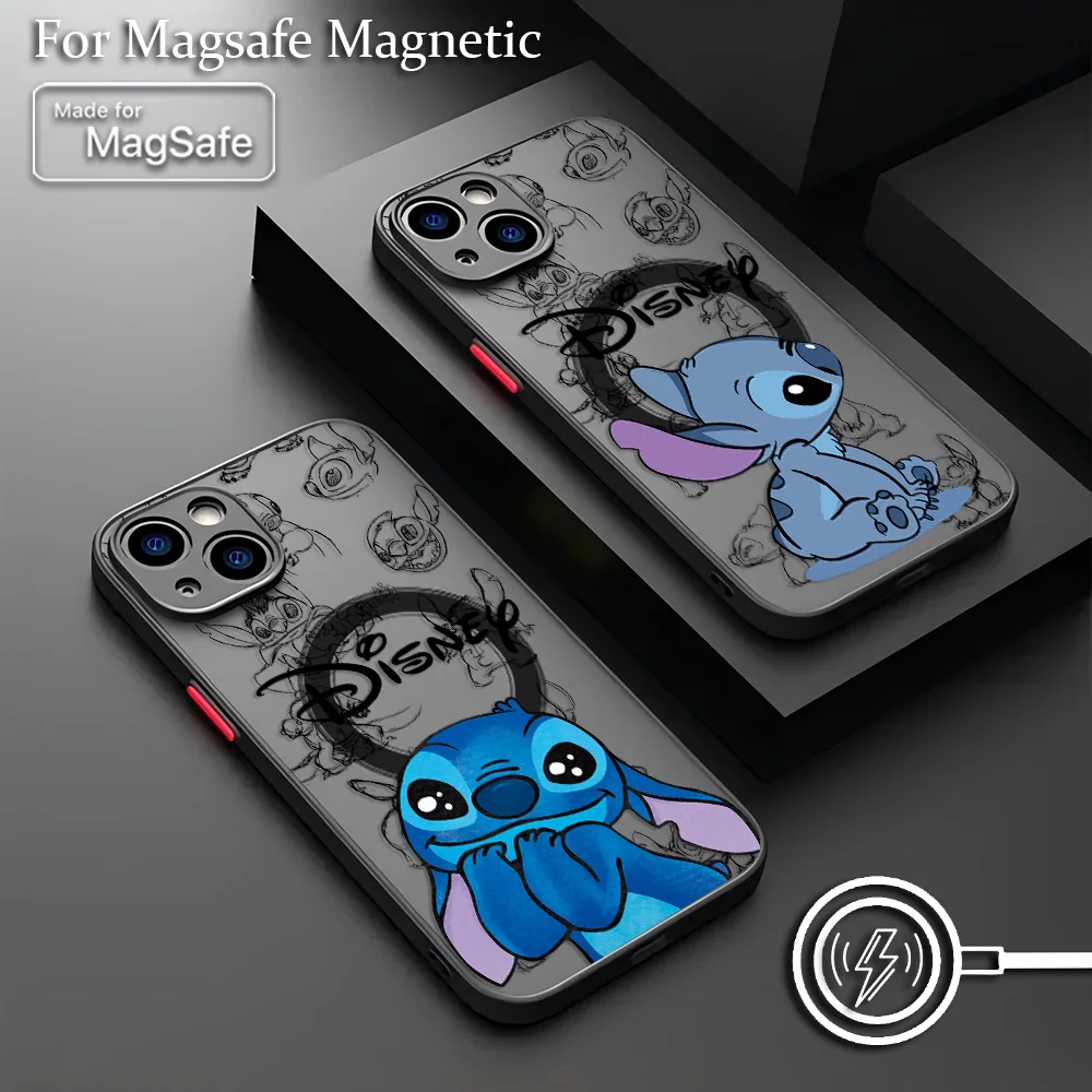 Coole Cartoon S-S-Stitch Handyhülle für iPhone 17 16 15 14 13 12 11 Pro Max Mini XR XS X 7 8 Plus Matte Magnetische Rückseite