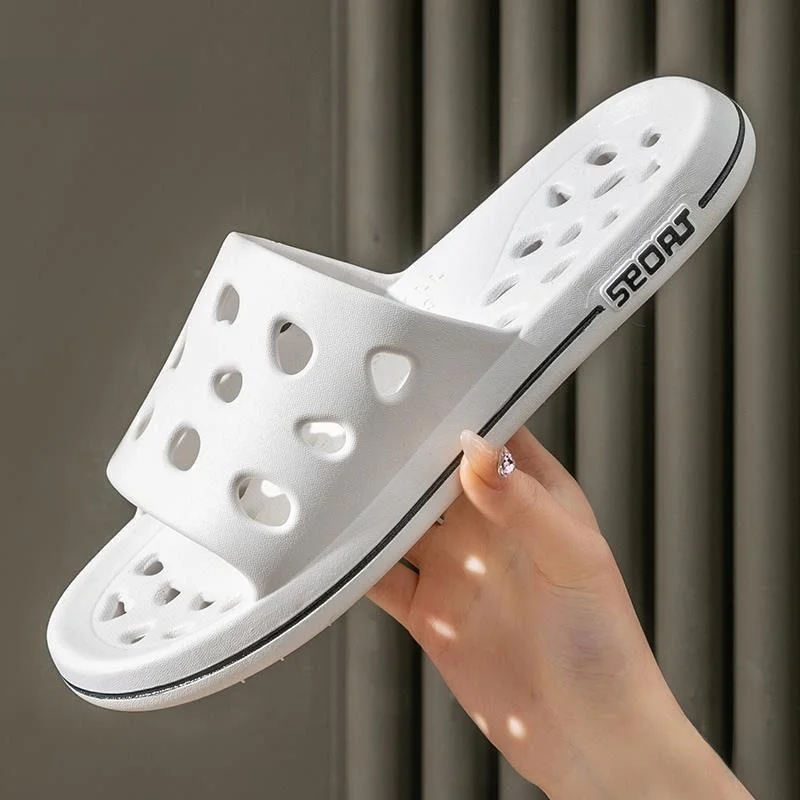 

Men's Large Size Slip-resistant Batoom Bath Slippers Leaking Hollow-out Indoor Home Couples Summer Clog oes Fly Blue Valley