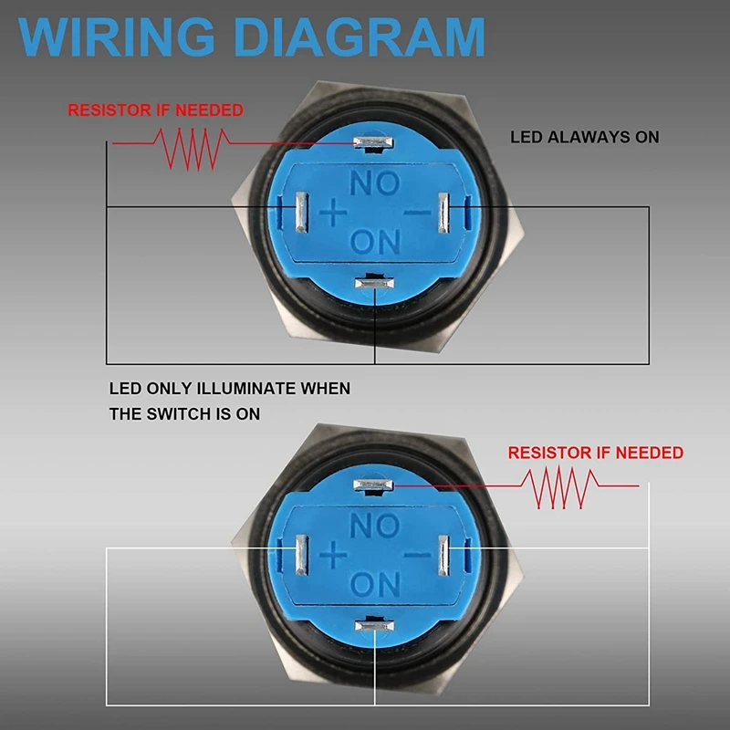 مفاتيح زر ضغط مستديرة مقاومة للماء ، مفاتيح إغلاق ، تشغيل وإيقاف ، 6 من من من من ومن 12