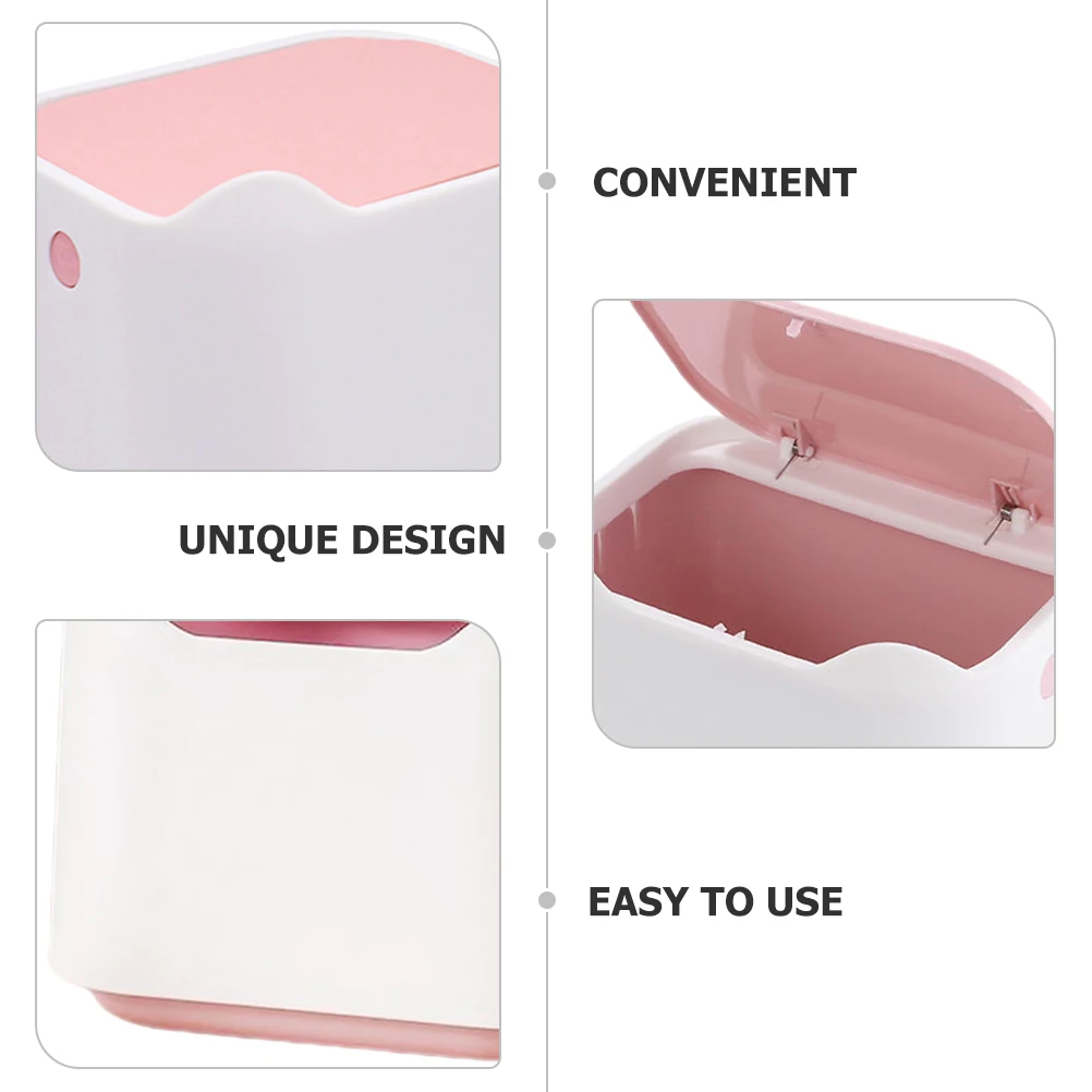 

Wastepaper Basket Push Trash Can Bin Desktop Jewelry Little Office Small Garbage