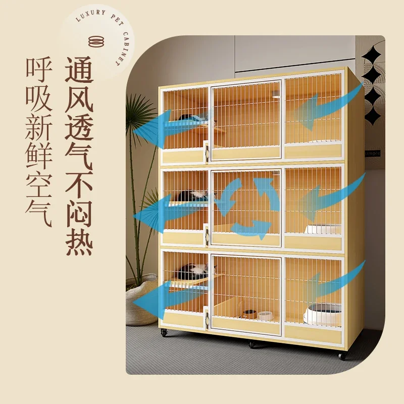 Cat cage villa solid wood breeding cabinet custom home foster care waterproof glass cat nest three-layer cat house display cabin