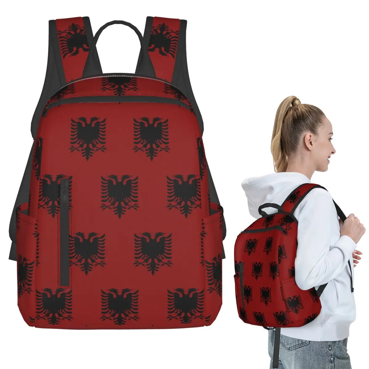 

Albania Flag Backpack Student BookBag Children School Bag Laptop Shoulder Bags Men Women