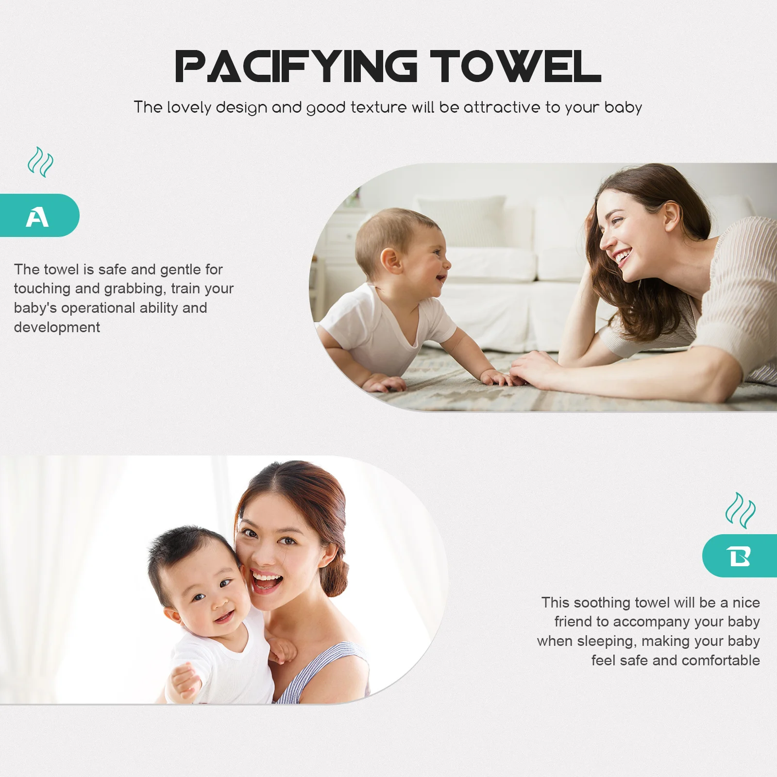 

Baby Pacifying Soothing Infant Saliva Wiping Soft Nursing Face Towel Comforter For Sleep Kids Biting Towel