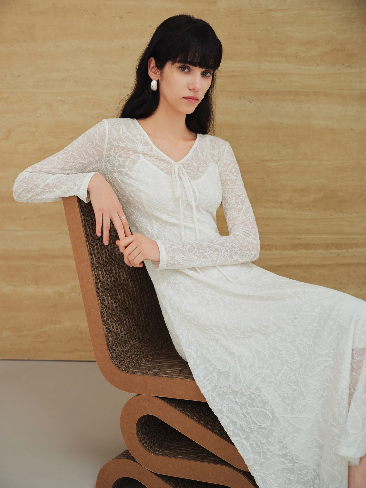 flowy white boho maxi dress ZIQIAO Paisley 2026 Spring Button-Detailed