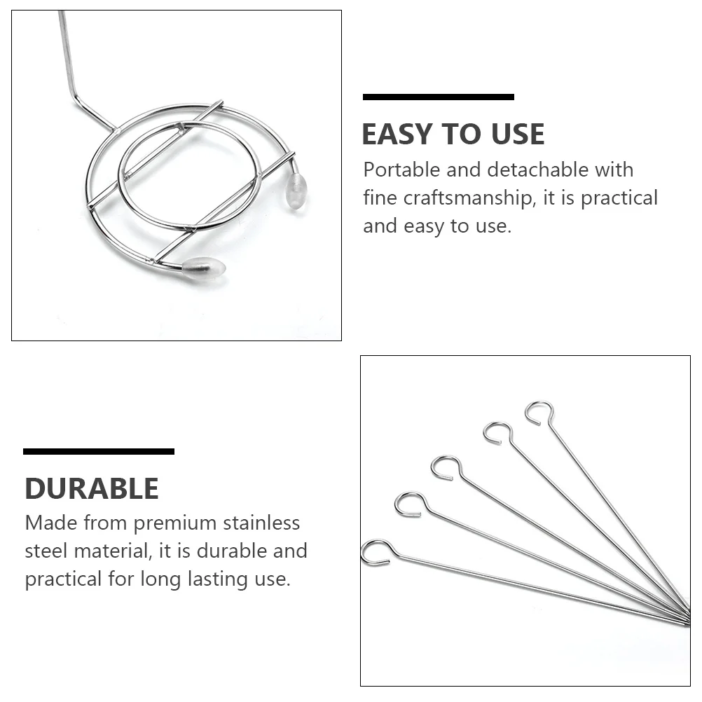 

Stainless Steel BBQ Rack for Kebab 5 Skewers with Drip Plate Portable Hanging Stand Ideal for Outdoor Grill Food